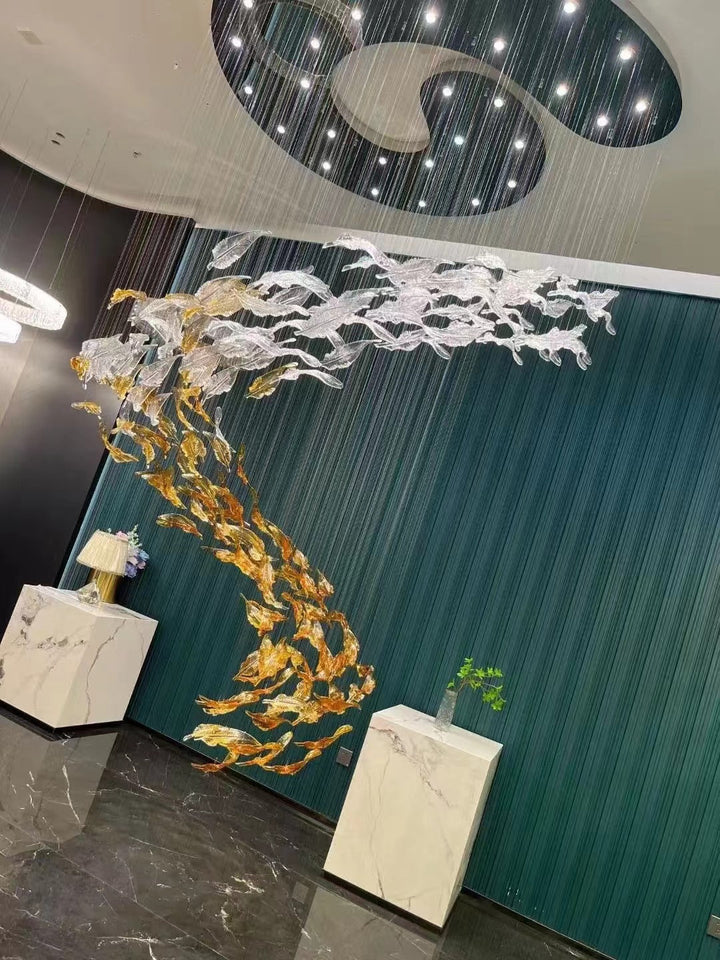 Aetherial Chandelier Feuille en Verre - Neutralighting