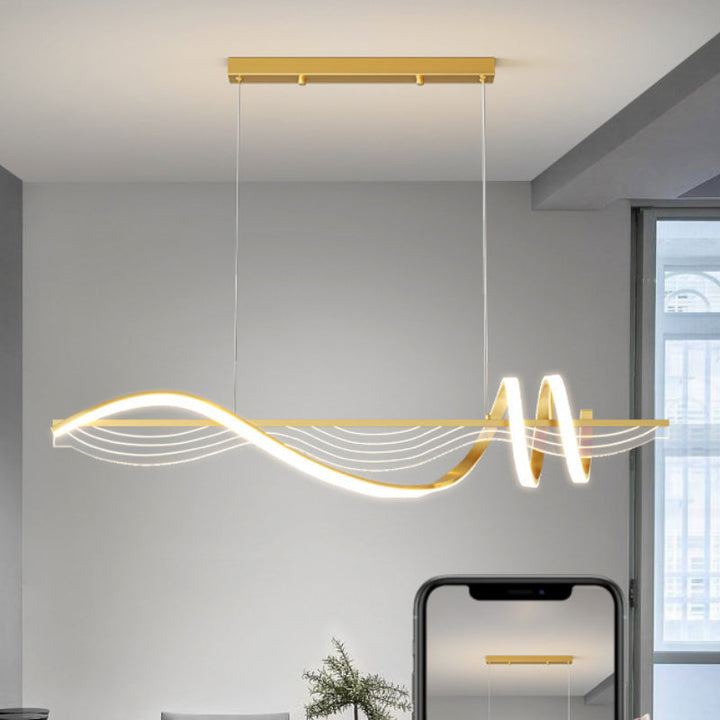 Arisha Style Géométrique Contemporain Linéaire Métal Suspension Blanc/Noir - Neutralighting
