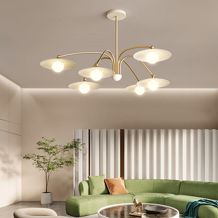 Arisha Suspension Fleur Art Déco, Métal/Verre, Blanc, Salon - Neutralighting