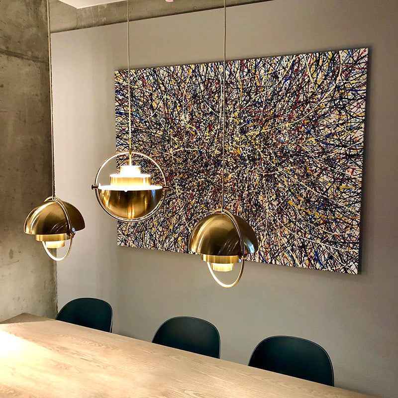 Arisha Luminaires Suspension LED Anneau Rétro Métal Chrome/Or Salon - Neutralighting