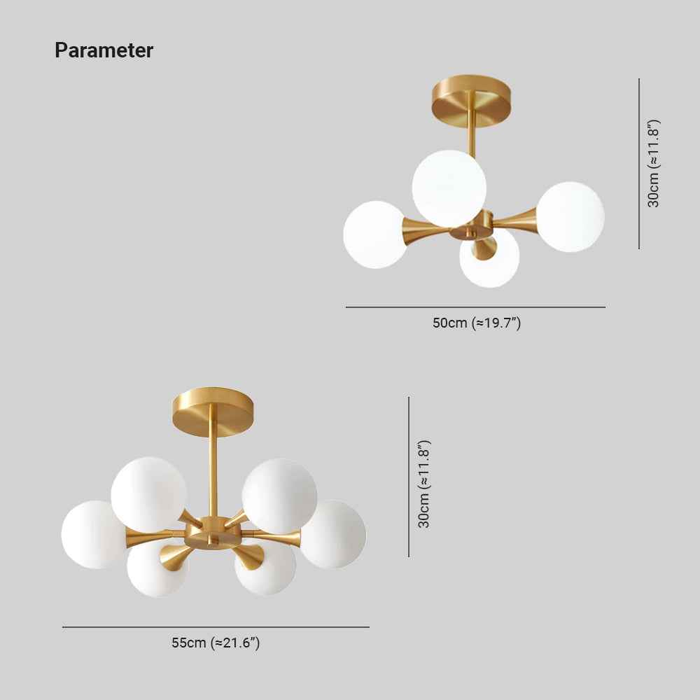 Valentina Suspension Boule Moderne, Laiton/Verre, Blanc/Claire, Salon - Neutralighting