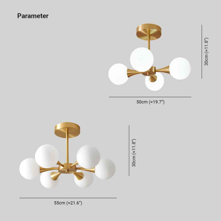 Valentina Suspension Boule Moderne, Laiton/Verre, Blanc/Claire, Salon - Neutralighting