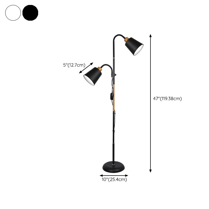 Tiffany Lampadaire Cylindre Moderne, Métal, Noir/Blanc, Salon - Neutralighting