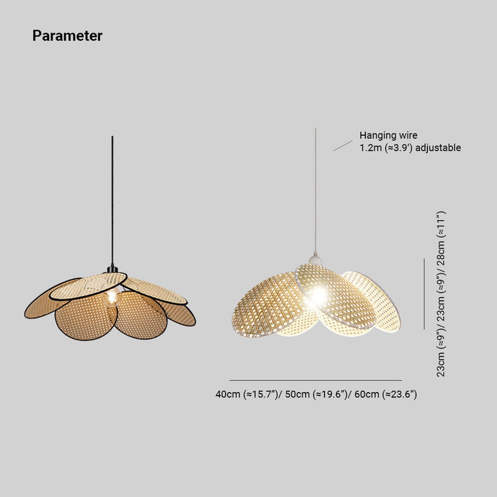 Ritta Suspension Fleur Moderne, Métal/Rotin, Noir/Blanc, Salon - Neutralighting