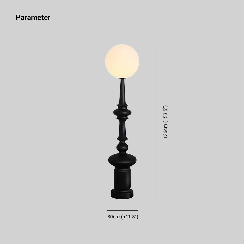 Mira Design Intérieur Lampadaire Colonne Vintage Résine/Verre Noir Salon/Chambre - Neutralighting
