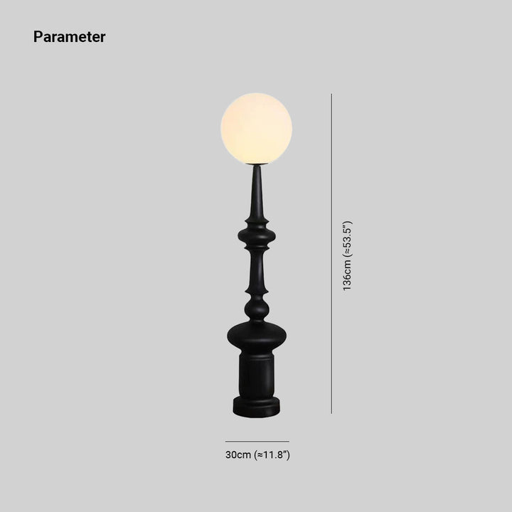 Mira Design Intérieur Lampadaire Colonne Vintage Résine/Verre Noir Salon/Chambre - Neutralighting
