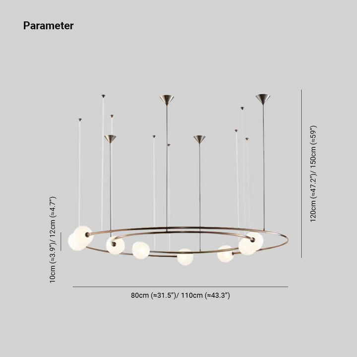 Valentina Suspension Anneau Moderne, Métal/Verre, Noir/Doré, Salon - Neutralighting