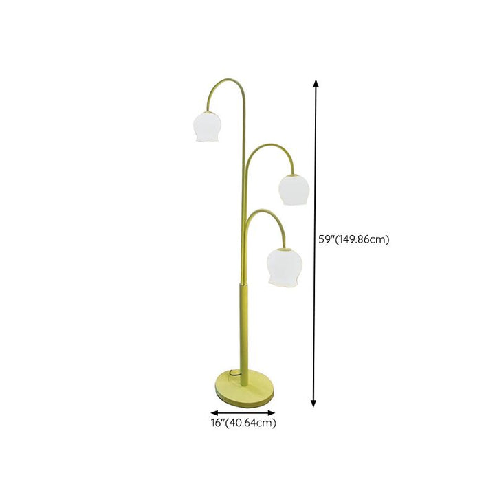 Arisha Lampadaire Fleur/Multi Art Deco, Métal/Verre, Blanc, Salon - Neutralighting