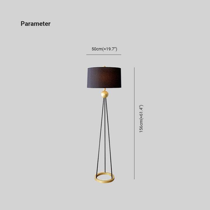 Mira Design Lampadaire Tripod Simple Tissu/Métal Noir Salon/Bureau - Neutralighting