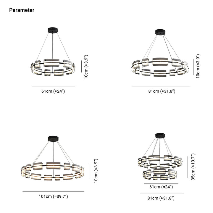 Arisha Suspension Anneau Simple, Cuivre/Verre, Noir/Or, Salon/Chambre - Neutralighting