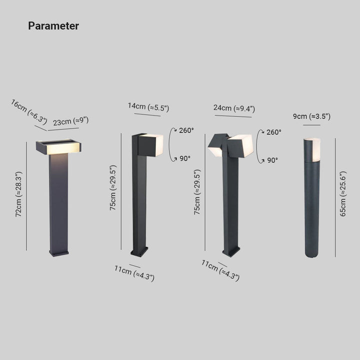 Ray Borne Extérieure Pivotante Moderne, Métal, Noir, Allée - Neutralighting