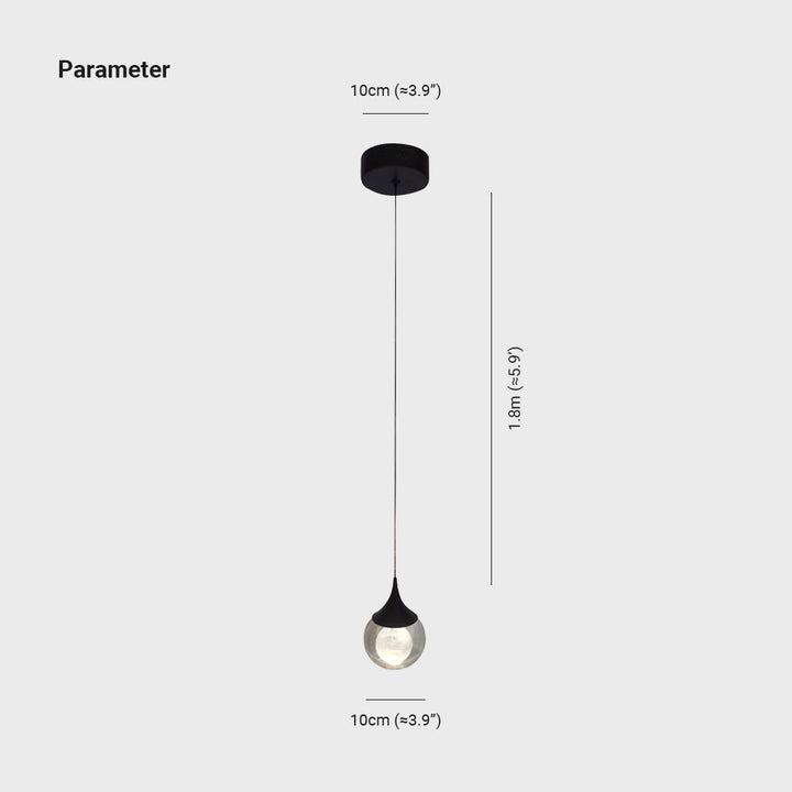 Aria Suspension Globe Inhabituel, Métal/Cristal, Noir/Blanc, Chevet/Salon - Neutralighting