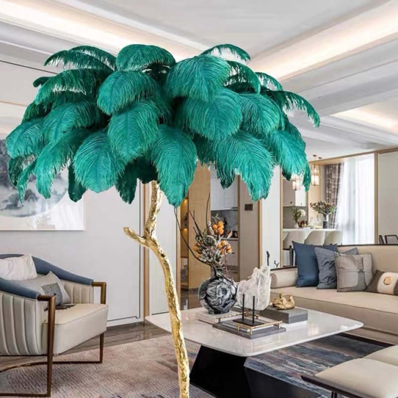 Lampadaire Fleur Luxe Plume/Métal Coloré Salon - Neutralighting