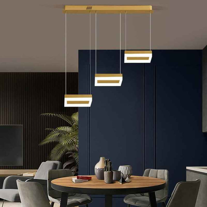 Arisha Suspension Rectangulaire Moderne, Metal/Acrylique, Or, Bureau - Neutralighting