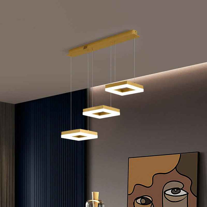Arisha Suspension Rectangulaire Moderne, Metal/Acrylique, Or, Bureau - Neutralighting