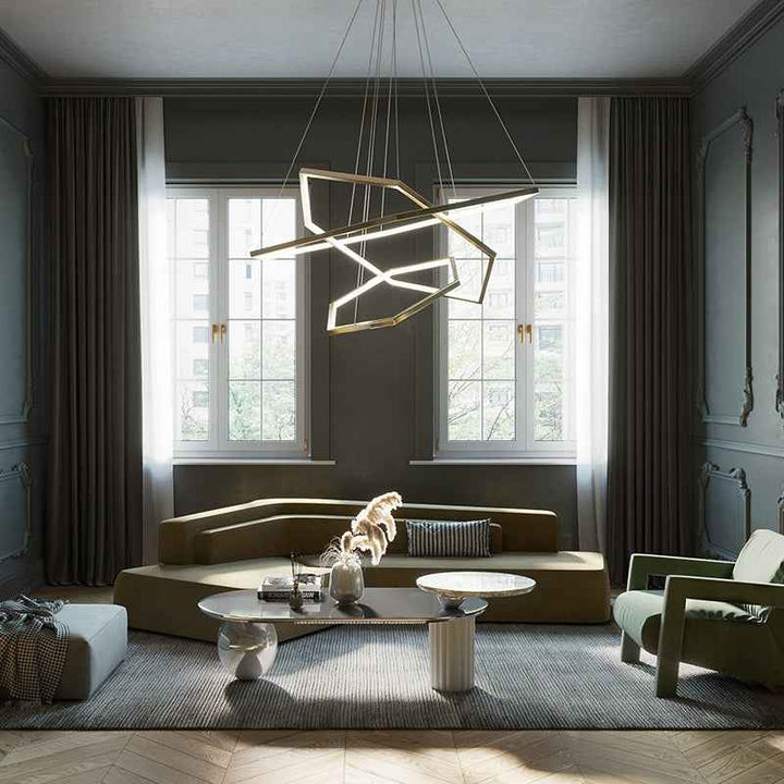 Ray Suspension Géométrique Contemporain, Métal, Doré, Salon/Chambre à Coucher - Neutralighting