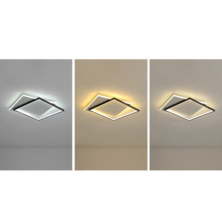 Arisha Plafonnier Carré/Rond Moderne, Métal/Acrylique, Blanc/Noir, Salon - Neutralighting