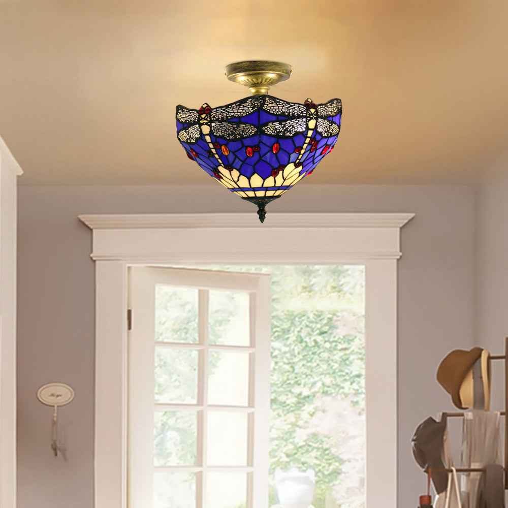 Plafonnier Tiffany en Verre – Plafonnier Élégant