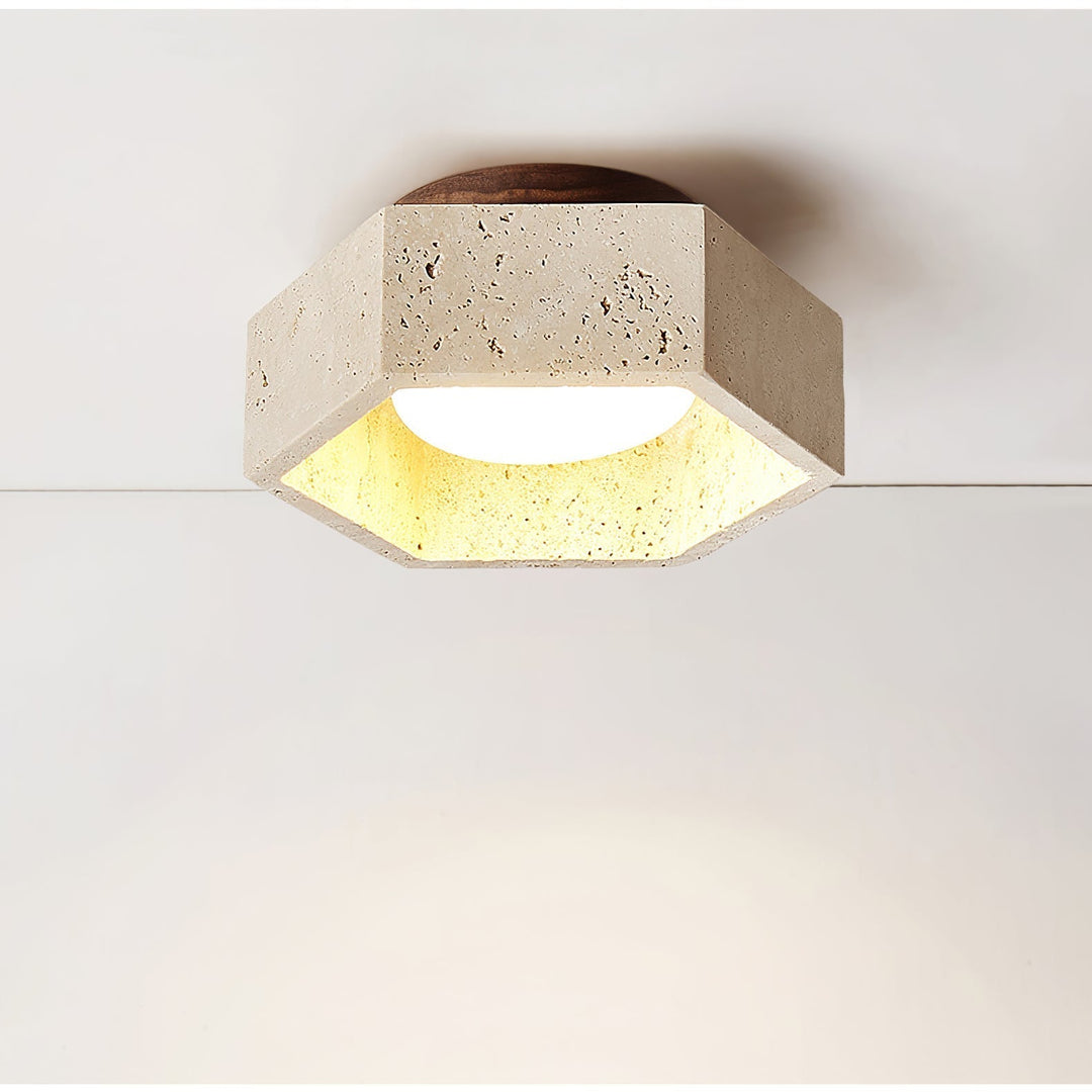 Hexara Lumière de Plafond Hexagonale en Travertin - Neutralighting