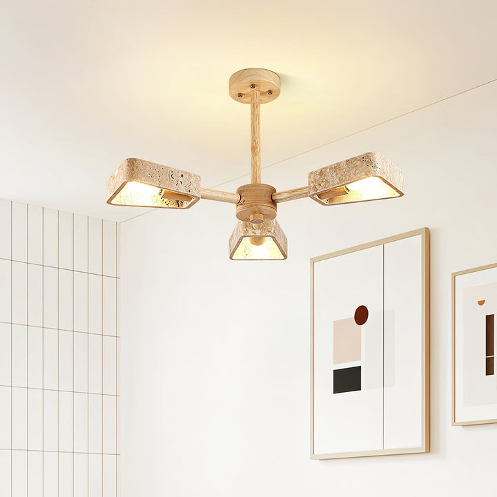 Hedra Travertone Geometric Chandelier - Neutralighting