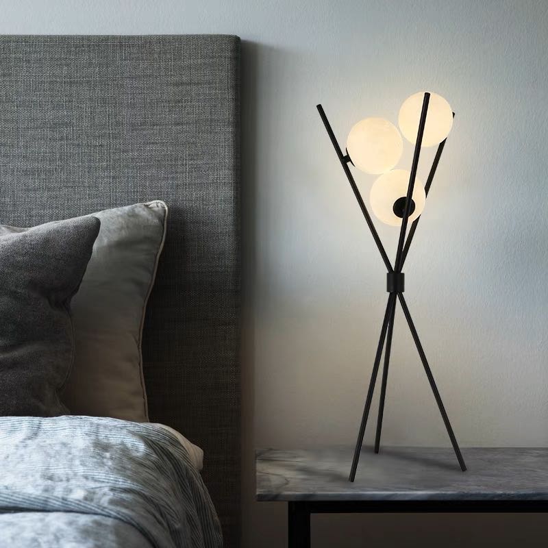 Valentina Design Lampadaire/Lampe de Table Tripode Moderne Métal/Acrylique Blanc/Noir Salon - Neutralighting