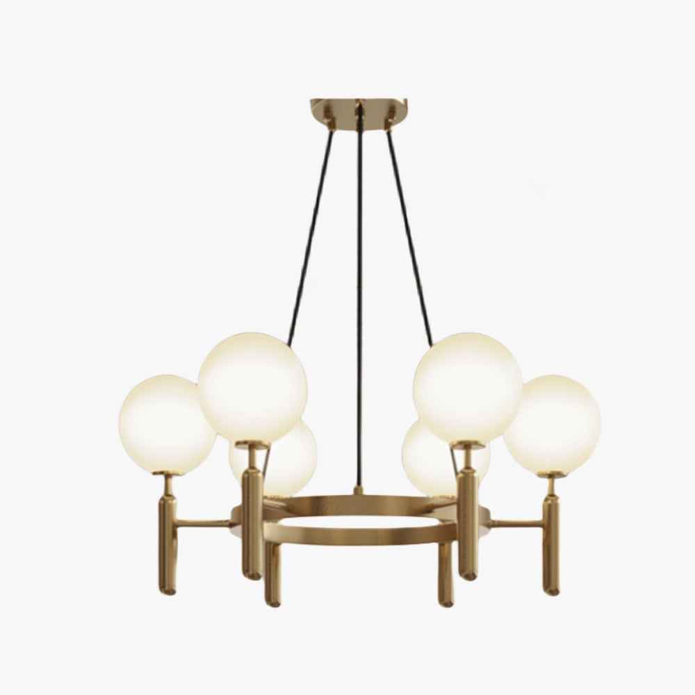 Kristy Luminaire LED Lustre Moderne Verre/Métal Doré/Blanc Salon - Neutralighting