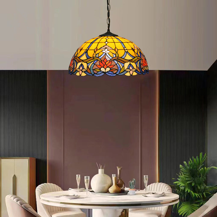 Tiffany Vintage Colorée Papillon Suspension Verre Couloir - Neutralighting