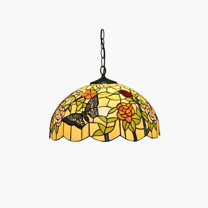 Tiffany Vintage Colorée Papillon Suspension Verre Couloir - Neutralighting