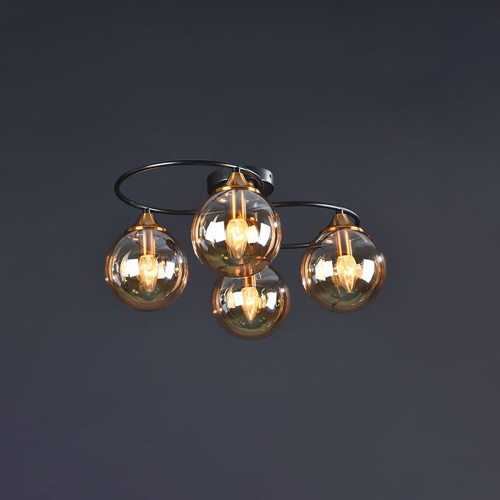 Valentina Plafonnier Boule Moderne, Métal/Verre, Ambre/Gris Fumé, Salon - Neutralighting