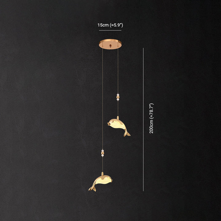 Arisha Design LED Luminaires Suspensions Dauphin Moderne Métal/Acrylique Doré Salon - Neutralighting