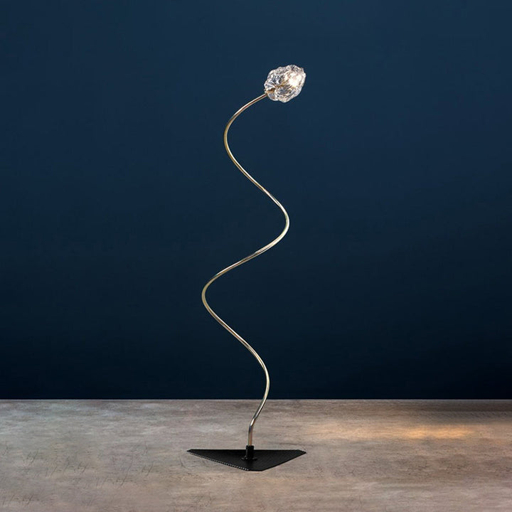 Arisha Lampe Extérieure au Sol Linéaire Simple, Métal/Verre, Or, Jardin - Neutralighting