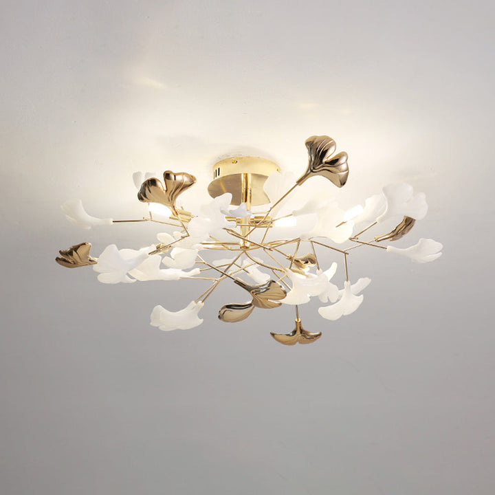 Olivia Design Plafonnier Floral Moderne Métal/Céramique Doré Salon/Chambre à Coucher - Neutralighting
