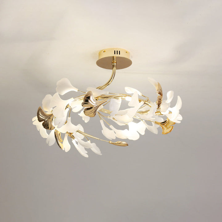 Olivia Design Plafonnier Floral Moderne Métal/Céramique Doré Salon/Chambre à Coucher - Neutralighting