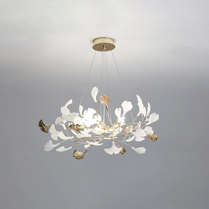 Jarn Suspension Feuille/Multi Moderne Métal/Céramique Doré/Blanc Salon - Neutralighting