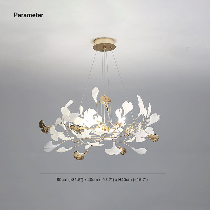 Jarn Suspension Feuille/Multi Moderne Métal/Céramique Doré/Blanc Salon - Neutralighting