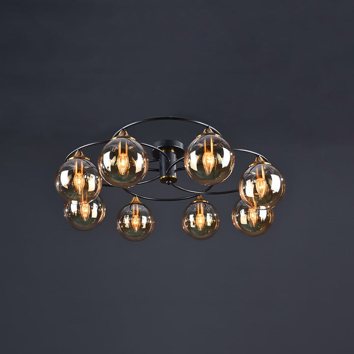 Valentina Plafonnier Boule Moderne, Métal/Verre, Ambre/Gris Fumé, Salon - Neutralighting