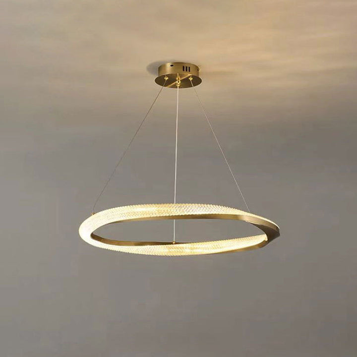Kristy Luminaires Suspensions Anneau Moderne Métal Acrylique Noir/Cuivre Salon/Chambre à Coucher - Neutralighting