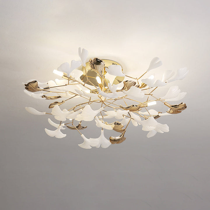 Olivia Design Plafonnier Floral Moderne Métal/Céramique Doré Salon/Chambre à Coucher - Neutralighting