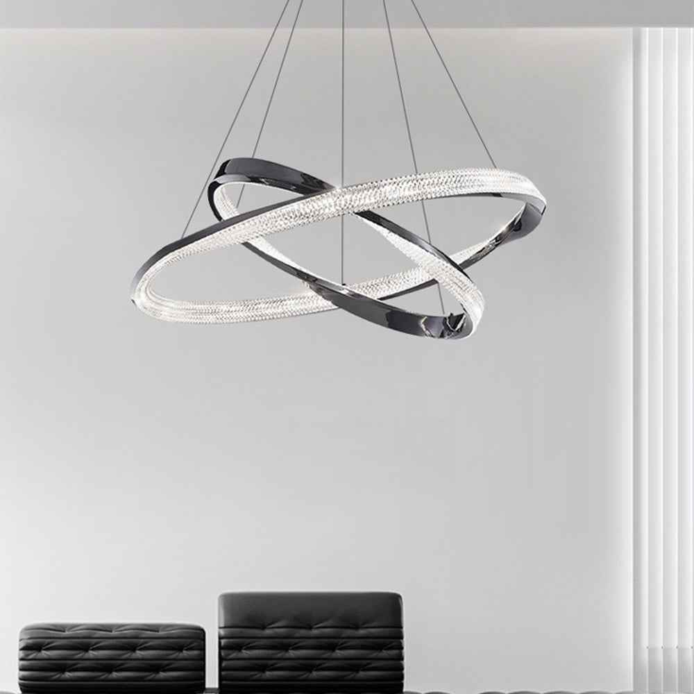 Kristy Luminaires Suspensions Anneau Moderne Métal Acrylique Noir/Cuivre Salon/Chambre à Coucher - Neutralighting
