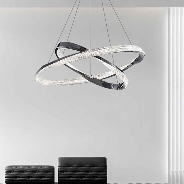 Kristy Luminaires Suspensions Anneau Moderne Métal Acrylique Noir/Cuivre Salon/Chambre à Coucher - Neutralighting