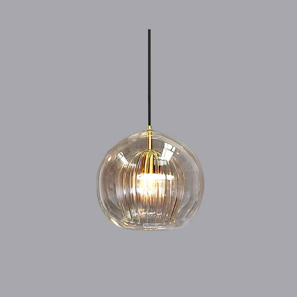 June Suspension Bulle Nordique Verre Transparent/Doré Salon/Chambre - Neutralighting