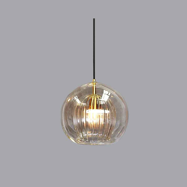 June Suspension Bulle Nordique Verre Transparent/Doré Salon/Chambre - Neutralighting