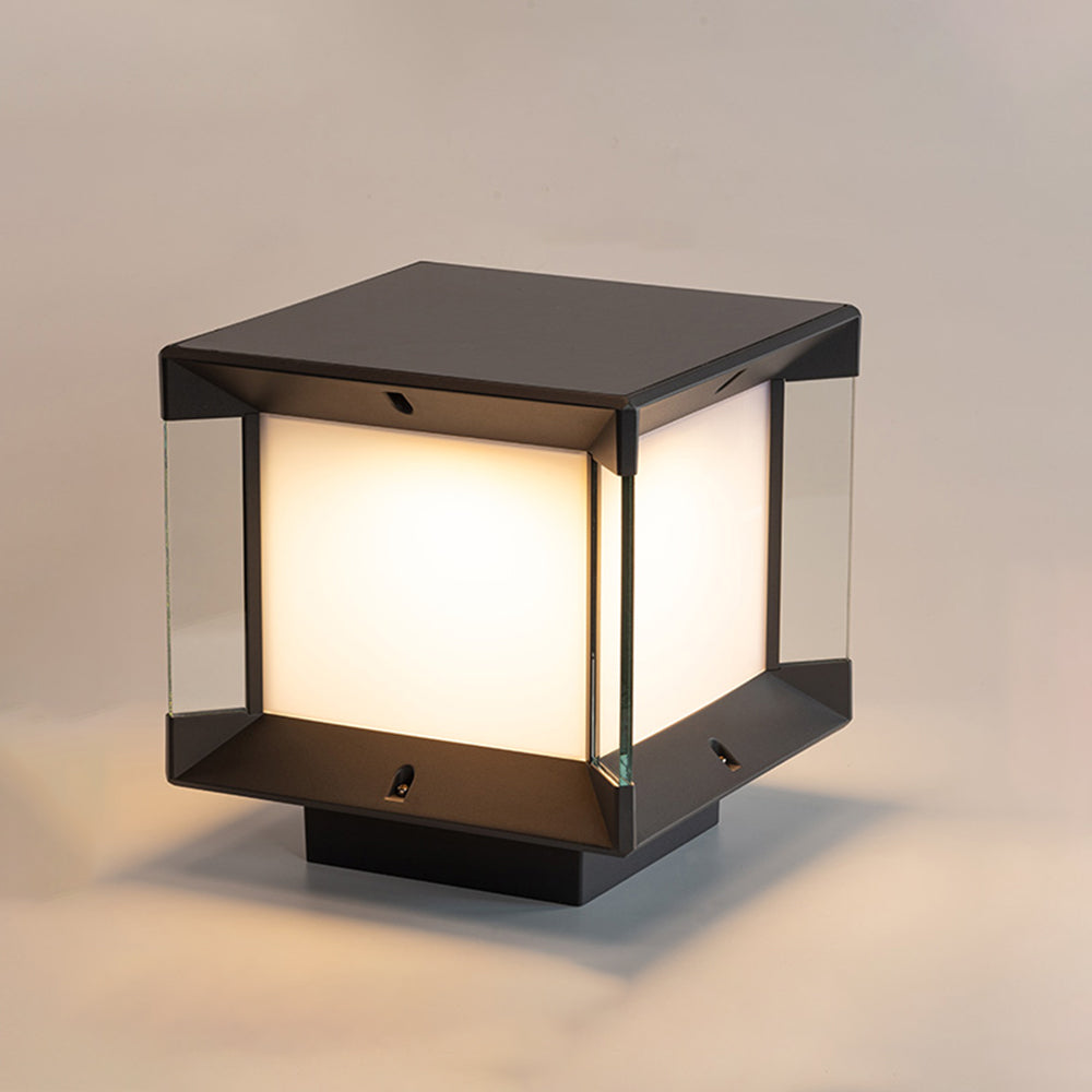 Ray Lampe de Poteau Rectangulaire Moderne, Métal/Verre, Noir/Or, Balcon - Neutralighting