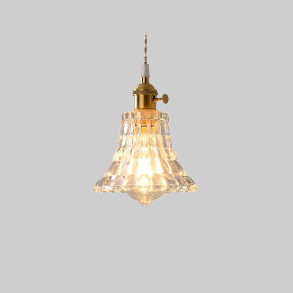 Valentina Luminaires Suspensions Art Deco Floral Vintage Métal/Verre Doré/Clair Salon/Chambre à Coucher - Neutralighting
