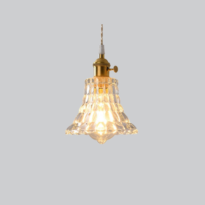 Valentina Luminaires Suspensions Art Deco Floral Vintage Métal/Verre Doré/Clair Salon/Chambre à Coucher - Neutralighting