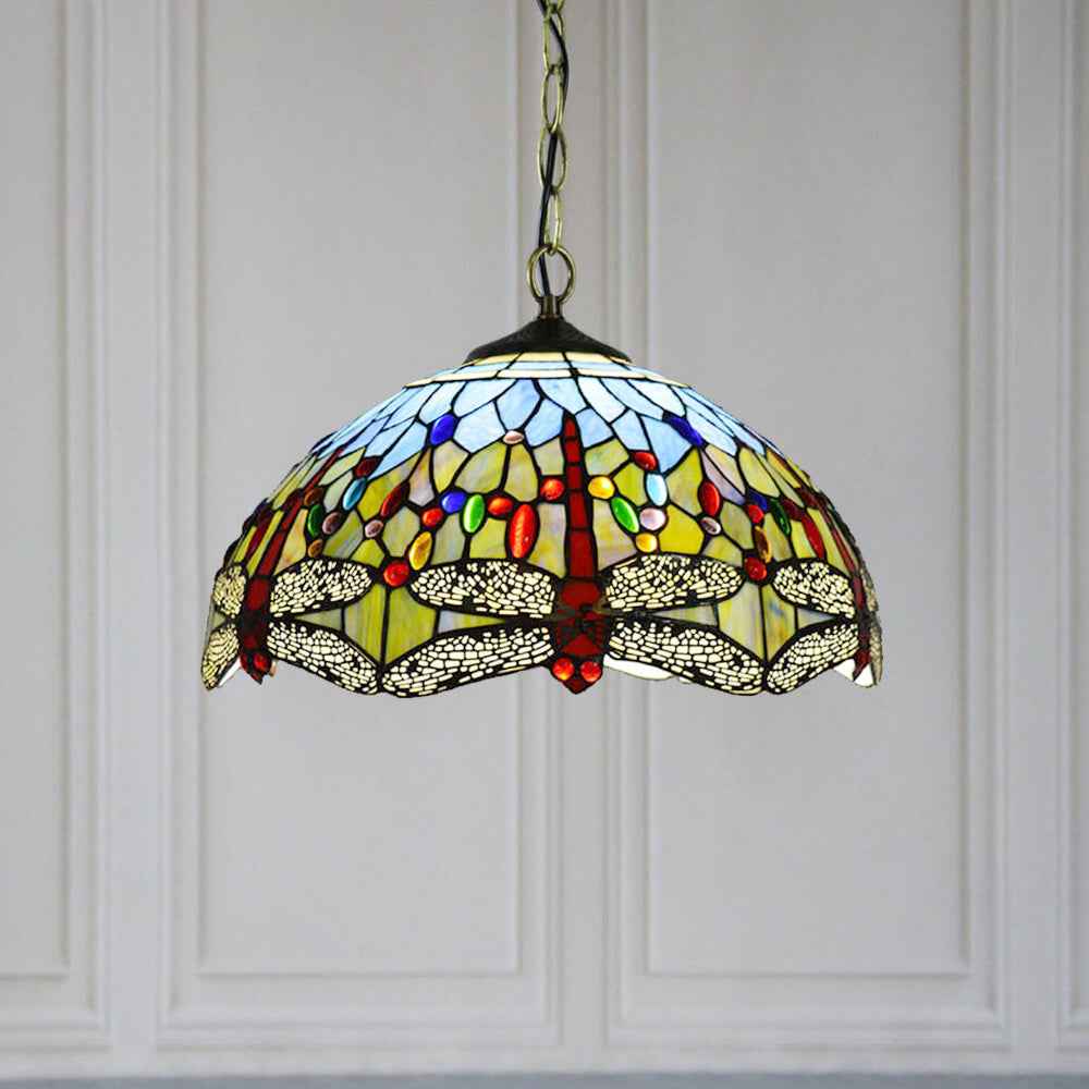 Tiffany Rustique Suspension Tachée Métal Verre Salon - Neutralighting