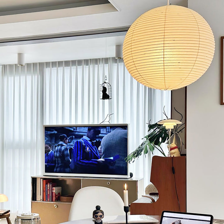 Solara Suspension Bambou Papier Washi Ronde - Neutralighting