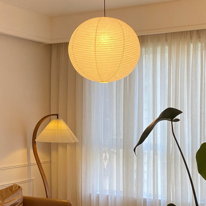 Solara Suspension Bambou Papier Washi Ronde - Neutralighting