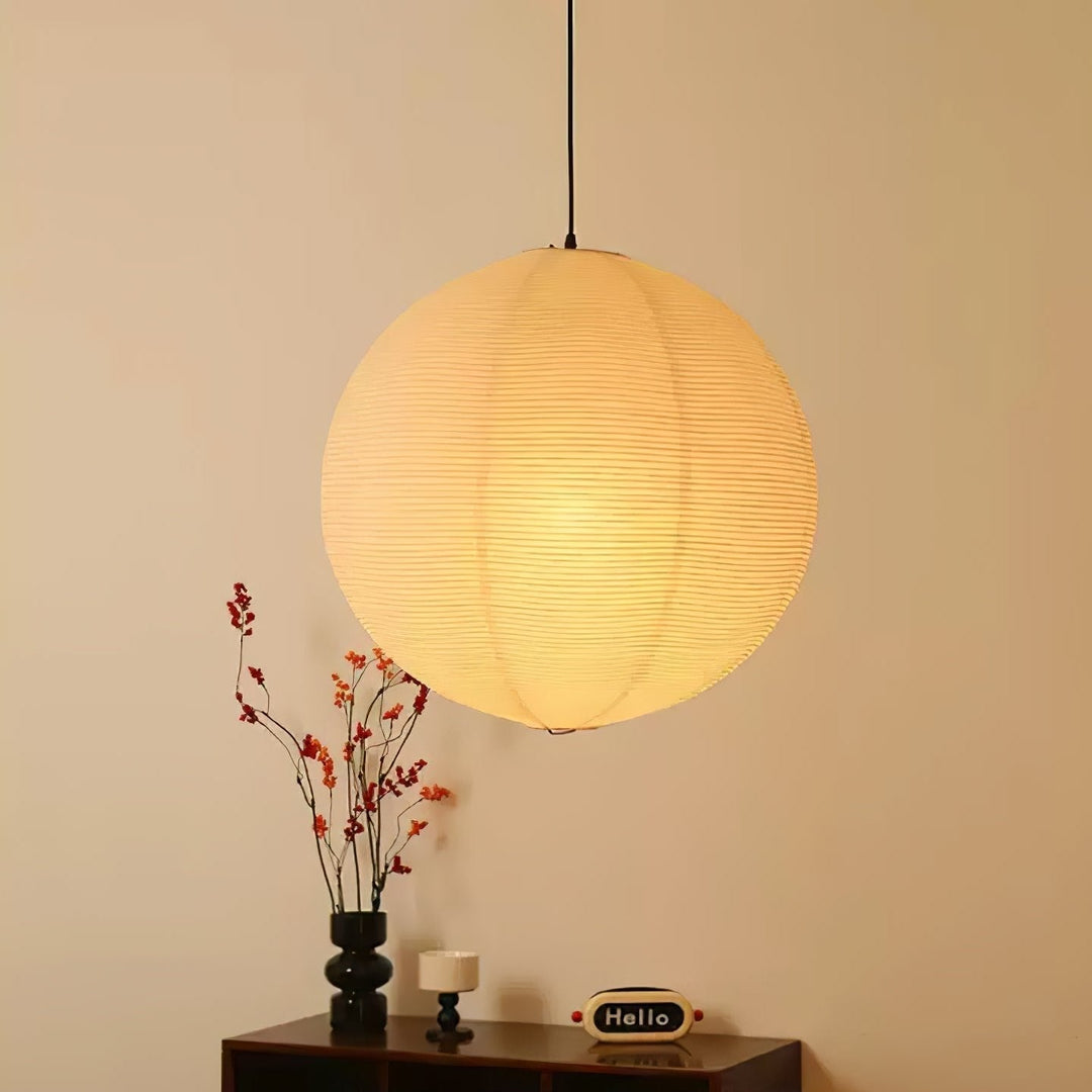 Solara Suspension Bambou Papier Washi Ronde - Neutralighting