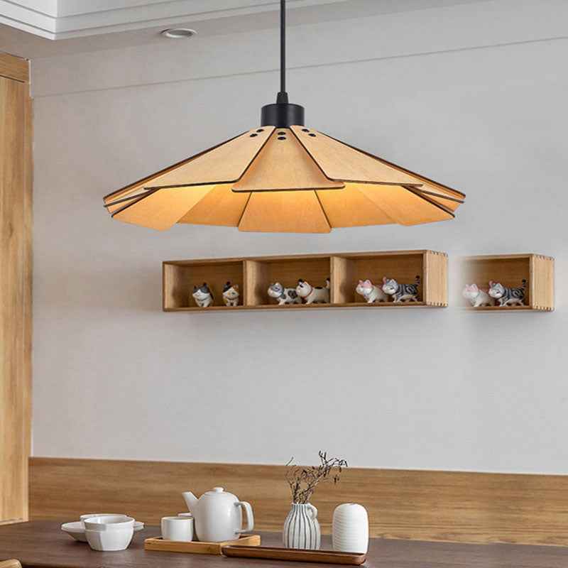 Muto Luminaires Suspension Rétro, Jaune/Brun, Métal &amp; Bois - Neutralighting